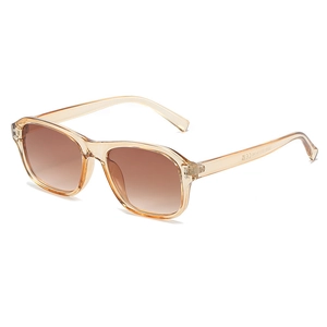 Lunettes de soleil carrées rétro ambre avec verres dégradés marron et rivets en métal