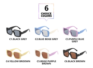 Square fashion sunglasses collection in 6 candy color variations with V-groove temples