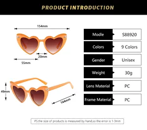 Guide détaillé des tailles avec mesures précises pour les lunettes de soleil en cœur