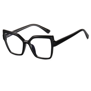 Fashionable square candy color blue light blocking glasses with thick black geometric frames