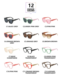 Collection de douze lunettes de soleil géométriques œil-de-chat en plusieurs couleurs