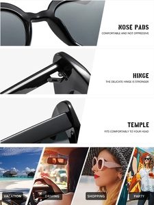 Détail de lunettes de soleil cœur avec charnières métalliques renforcées et plaquettes de nez