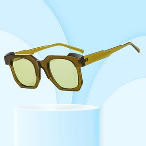 Fashion Irregular Square Sunglasses Thick Polycarbonate Frame UV400 Hip Hop Streetwear Trendy Eyewear Men Women