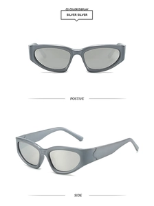 Lunettes de sport argentées avec branches profilées mates en vues de face et de profil