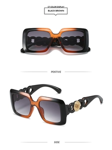 Détail de la branche en chaîne évidée et relief de rose vintage sur lunettes carrées