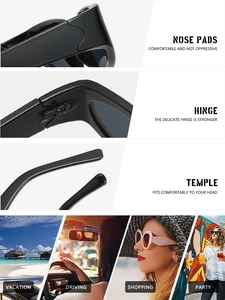 Détails des lunettes de soleil de sport noires avec charnières et plaquettes de nez