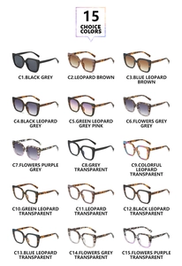 Grid view of 15-color collection for square fashion sunglasses and eyewear frames