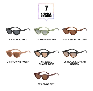 Detailansicht der Cat-Eye-Sonnenbrille mit 7 trendigen Farboptionen auf weißem Grund