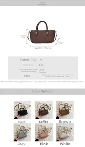Spécifications de taille et options de couleur pour le sac bandoulière en cuir PU tissé
