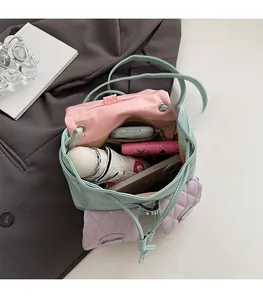 Interior view showing the large capacity of the drawstring backpack for daily essentials