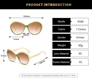 Tableau de mesures détaillé des lunettes de soleil fleuries avec dimensions monture et verres
