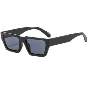 Lunettes de soleil modernes à monture noire épaisse carrée au style rétro minimaliste