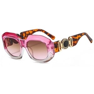 Modern oversized sunglasses with pink gradient frames and tortoiseshell temples