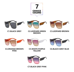 Detailed grid of oversized square sunglasses showing seven vibrant color options