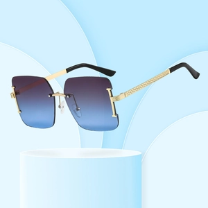 Occhiali Da Sole Quadrati Senza Montura Montatura In Metallo Lenti Sfumate Protezione UV400 Occhiali Alla Moda Per Uomini Donne