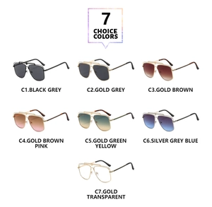 Matrix view of oversized aviator sunglasses in seven stylish color options with metal frames