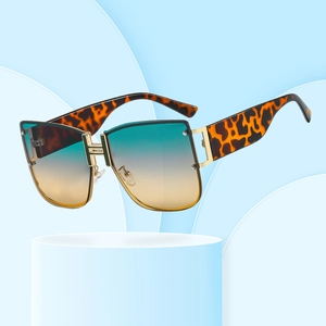 Fashion Oversized Square Sunglasses Metal PC Frame H Shape Bridge Vintage Gradient Lenses UV400 Eyewear