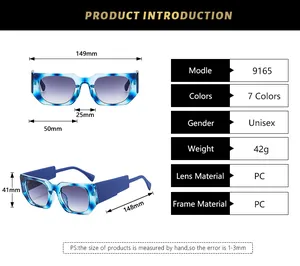 Tabella taglie e dimensioni dettagliate degli occhiali da sole quadrati unisex moda