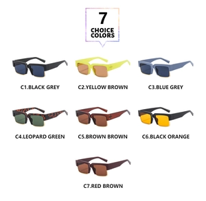 Multiple colors of square frame sunglasses with metal trim shown on white background