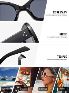 Detail of vintage oval sunglasses showing integrated nose pads and durable metal hinges