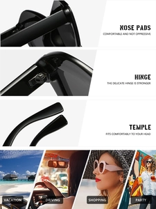 Detail view of integrated nose pads, reinforced hinges and stylish ergonomic temples