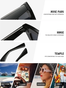 Detail of integrated nose pads and sturdy metal hinges on stylish cat eye sunglasses