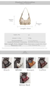 Detail view of vintage PU leather motorcycle bag showing size 25x17x7cm and metal buckles