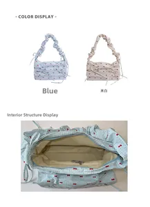 Vue détaillée de l'intérieur du sac avec doublure claire, compartiment et poche zippée