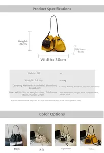 Detailed size chart and multi-color view of a textured PU shoulder tote bag set