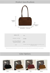 Detailed size guide and specifications for large capacity minimalist PU leather tote bag