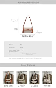 Detailed size specification for the retro PU leather crossbody bag with dimensions