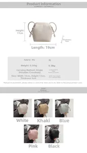 Size chart showing 19x17x9cm dimensions for the crossbody shell bag with PU leather details
