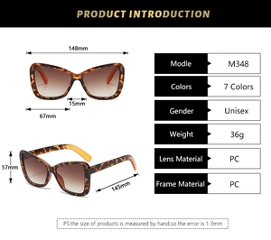 Detaillierte Maße der Oversize-Schildpatt-Cateye-Sonnenbrille mit Verlaufsgläsern