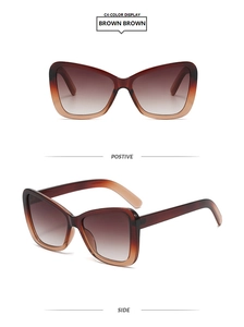 Detailansicht der braunen Schmetterlings-Sonnenbrille mit modischem Farbverlauf