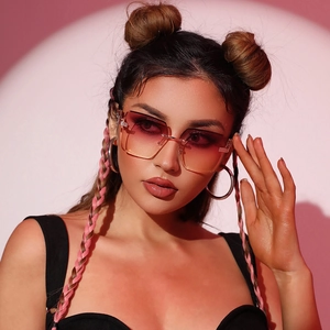 Chic rimless gradient square sunglasses with luxury metal trim for women fashion