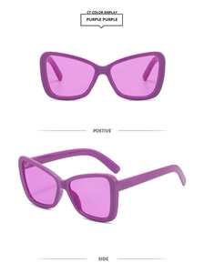 Detailansicht der lila Schmetterlings-Sonnenbrille mit Gläsern in Katzenaugen-Optik
