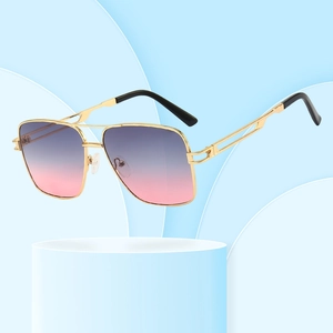 Square Pilot Sunglasses Metal Frame PC Lens UV400 Protection Double Bridge Trendy Eyewear Unisex
