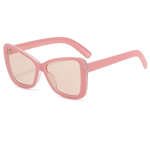 Modische Schmetterlings-Sonnenbrille mit rosa Rahmen und hellbraunen Gläsern für Damen