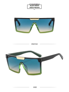 Détails de lunettes de soleil masques avec verres dégradés et décorations dorées