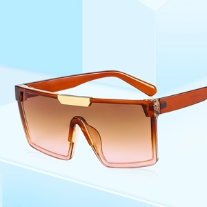Lunettes de soleil carrées oversize en ambre élégant avec des verres dégradés marron