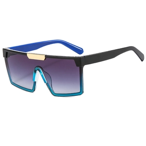 Lunettes de soleil carrées oversize avec verres dégradés bleu-violet et détail doré