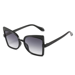 Fashionable black cat eye sunglasses with gray gradient lenses for women stylish look