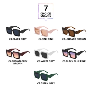 Selection of seven trendy square frame sunglasses in assorted colors and gradient lenses