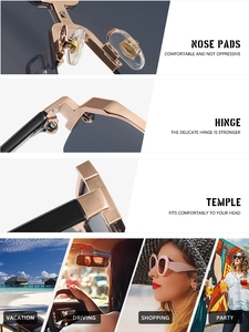 Detailed view of reinforced metal hinges and ergonomic rose gold nose pads on sun glasses