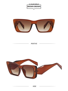 Detail view of retro amber tortoiseshell square sunglasses with wide temples