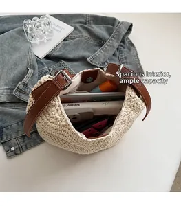 Macro view of woven tote interior showing large capacity for wallet and daily items