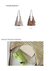 Borsa tote intrecciata bicolore che mostra lo spazio per tablet e ombrello