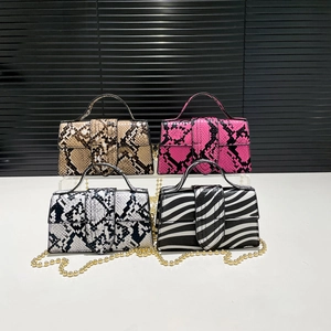 Mini borse a tracolla alla moda con stampa animalier e catene dorate, motivi pitone e zebra