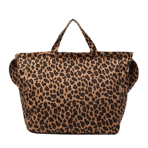 Stylish leopard print canvas tote bag with large capacity for women's daily commute