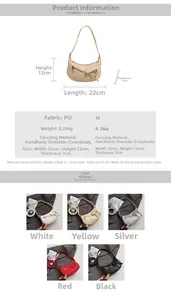 Detailed size chart and specifications for the leather crescent shoulder bag dimensions